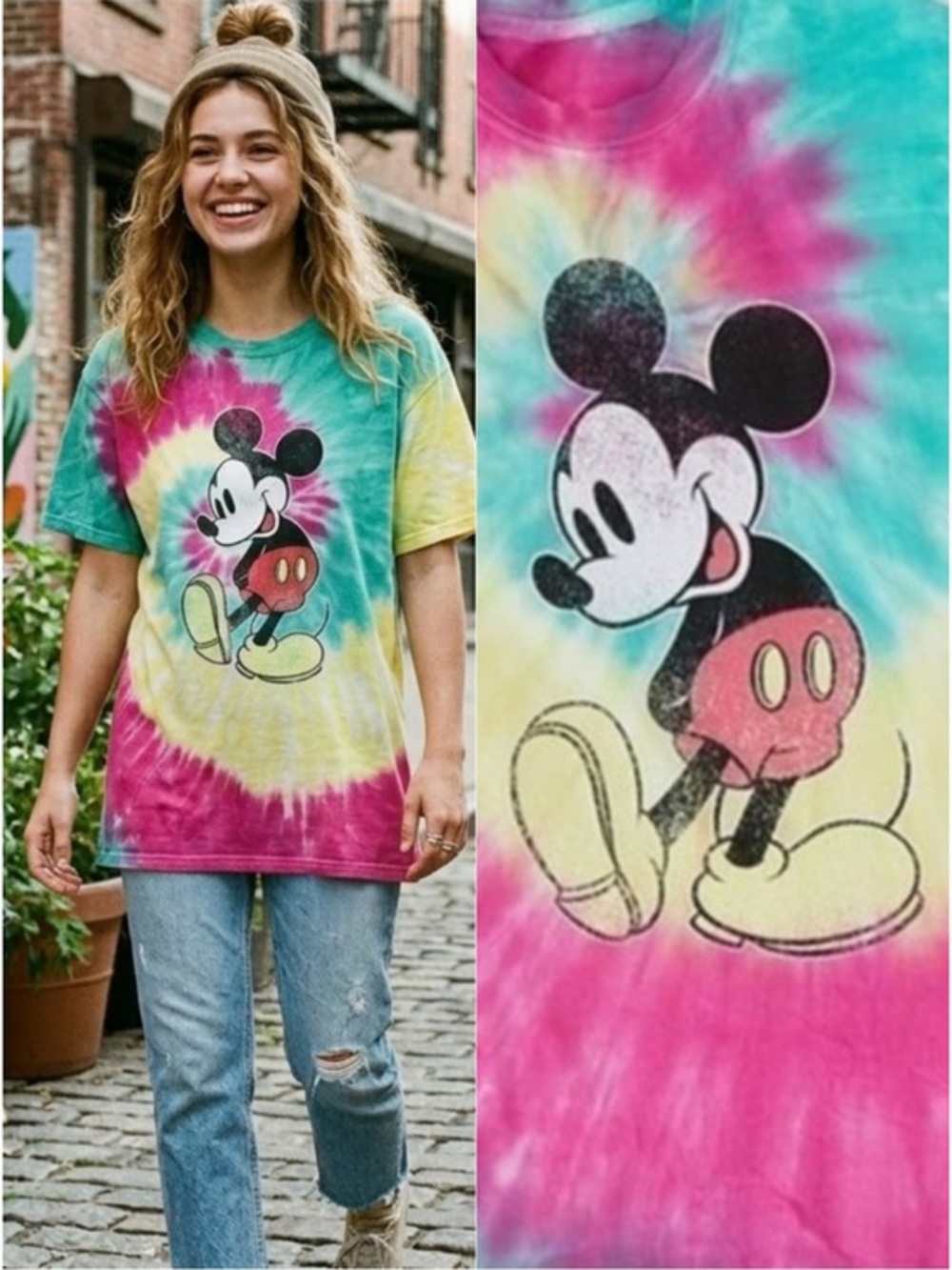 Disney Urban Outfitters Mickey Mouse Tie Dye Boyfriend Fit Tee Size Medium
